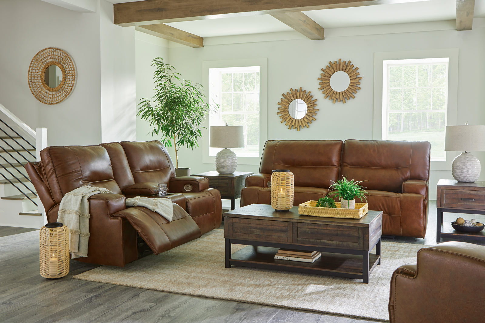 Francesca Auburn Sofa Loveseat And Recliner