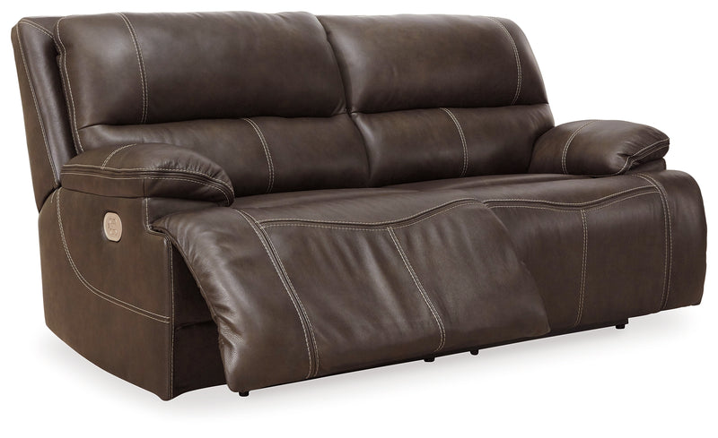 Ricmen Walnut Leather Power Reclining Sofa