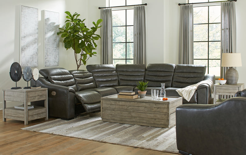 Center Dark Gray Line 5-Piece Sectional With Recliner