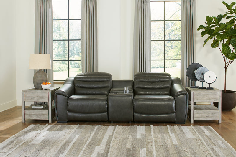 Center Dark Gray Line 3-Piece Sectional With Recliner