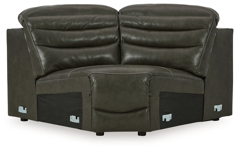 Center Dark Gray Line 5-Piece Sectional With Recliner