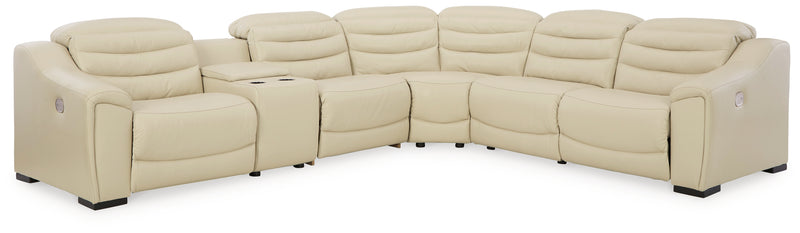 Center Cream Line 6-Piece Sectional With Recliner