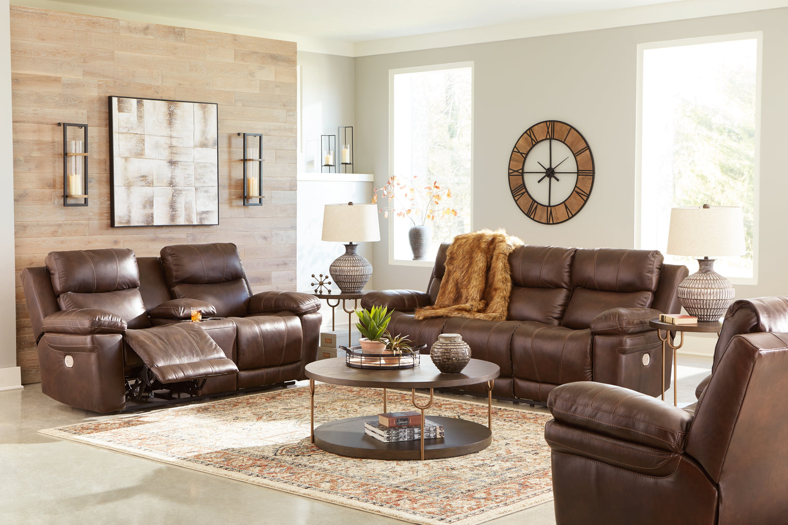 Edmar Chocolate Sofa Loveseat And Recliner