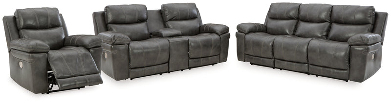 Edmar Charcoal Sofa Loveseat And Recliner