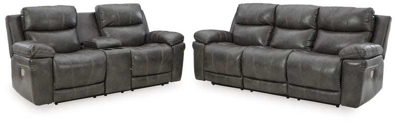 Edmar Charcoal Sofa And Loveseat