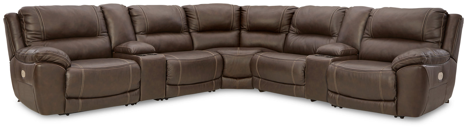 Dunleith Chocolate Leather 7-Piece Power Reclining Sectional