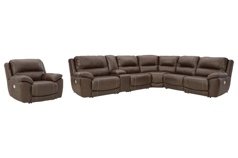 Dunleith Chocolate 6-Piece Sectional With Recliner