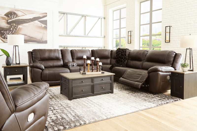 Dunleith Chocolate 6-Piece Sectional With Recliner