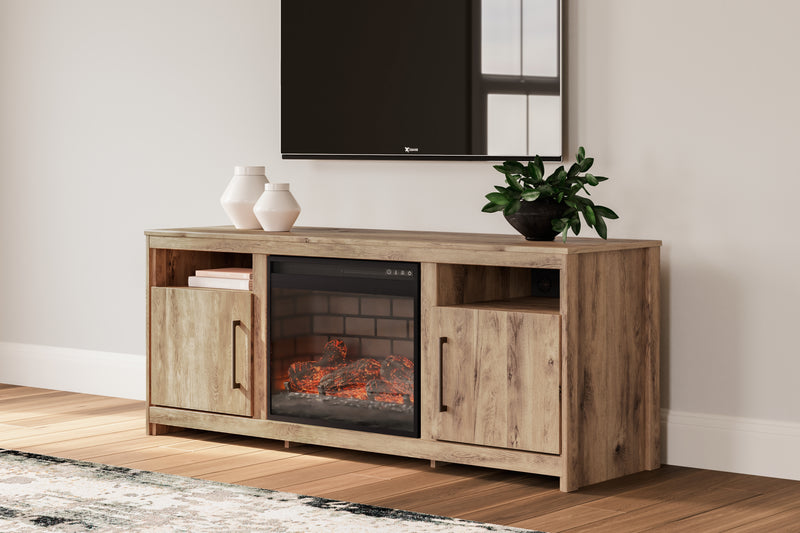 Hyanna Tan 63" Tv Stand With Electric Fireplace