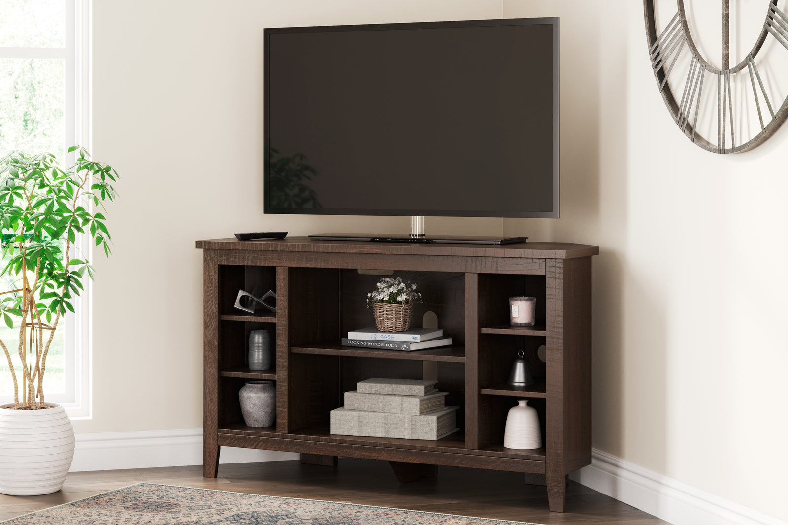 Camiburg Warm Brown Corner Tv Stand W283-67