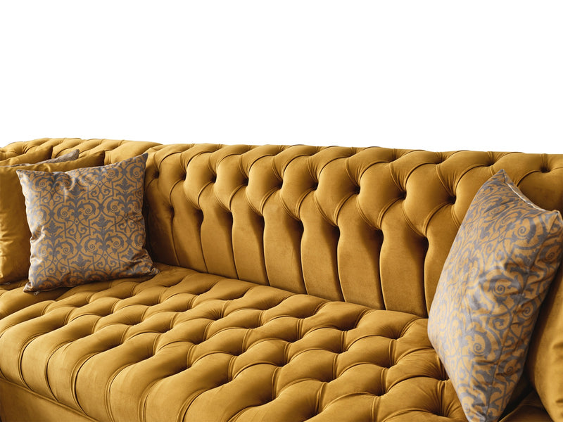 Emma Mustard Velvet Double Chaise Sectional