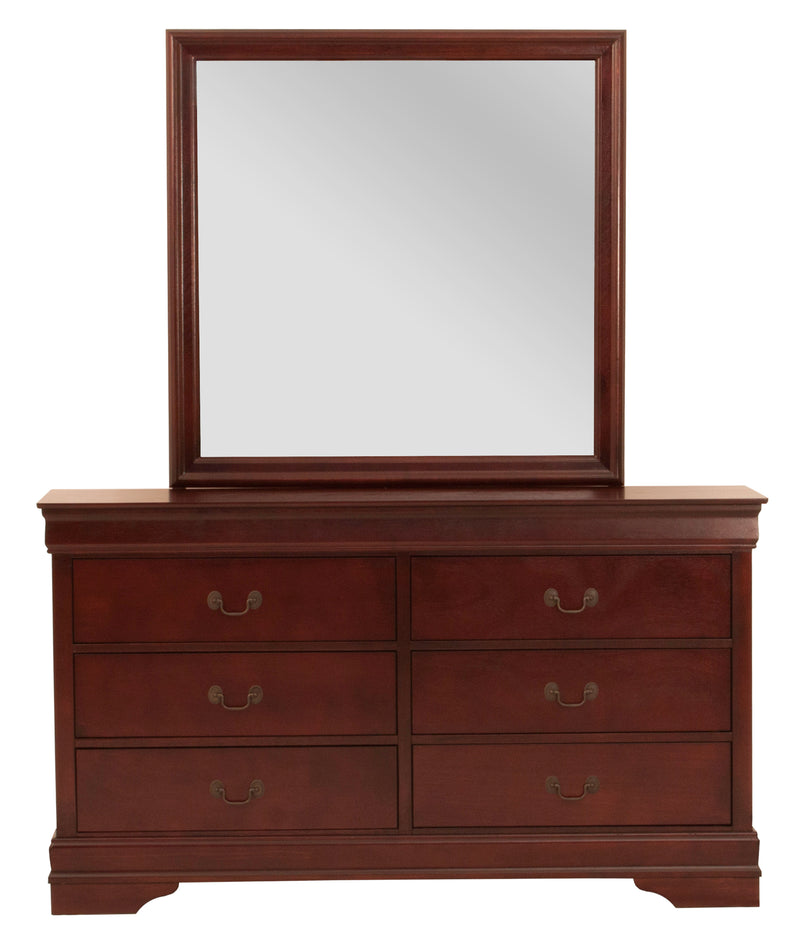 Louis Philip 6-D Dresser Cherry,  Modern Wood Veneers, Classic Spacious 6 Drawers