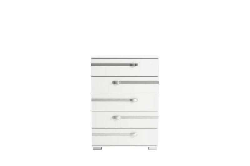 Dream Geo White Contemporary Marble Top Solid Wood ItalianBedroom 2-Drawers Nightstand