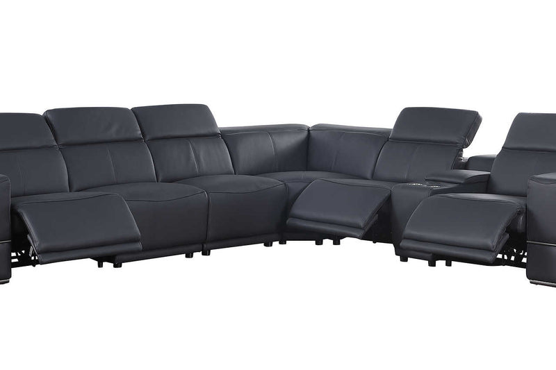 Franco Dark Navy 7-Piece 3 Power Reclining Sectional