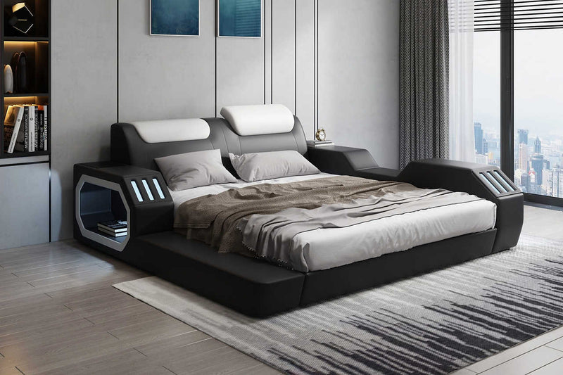 Matrix Black Leather King Bed