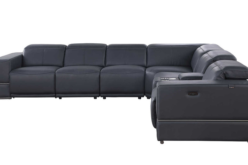 Franco Dark Navy 7-Piece 3 Power Reclining Sectional