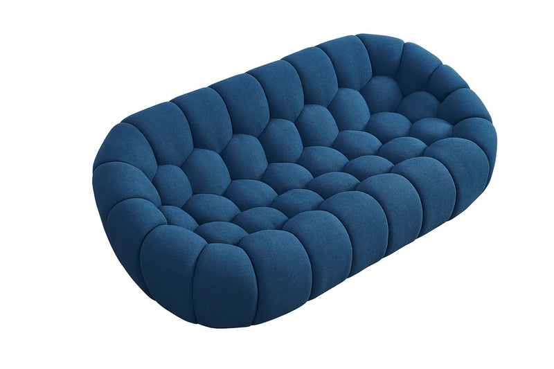 Bubbles Blue Boucle Living Room Set