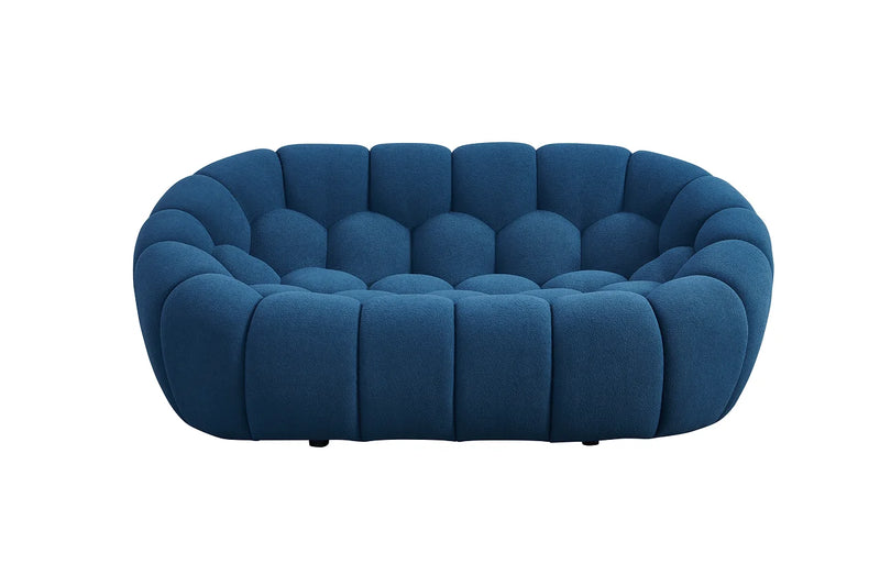 Bubbles Blue Boucle Living Room Set