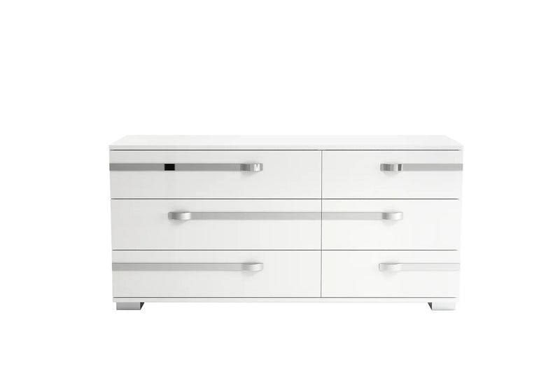 Dream Rombi White Modern Contemporary Marble Top Solid Wood 5-Drawers Chest