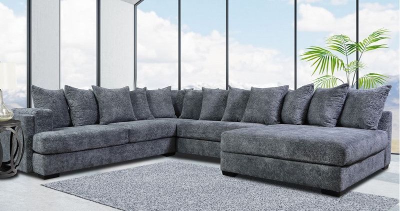 Gray Modern Contemporary Solid Wood Thick Chenille Fabric Upholstered Oversized Sectional