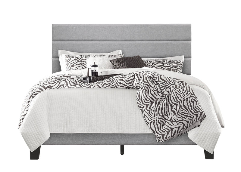Gray Modern Contemporary Solid Wood Fabric Upholstered Platform King Bed
