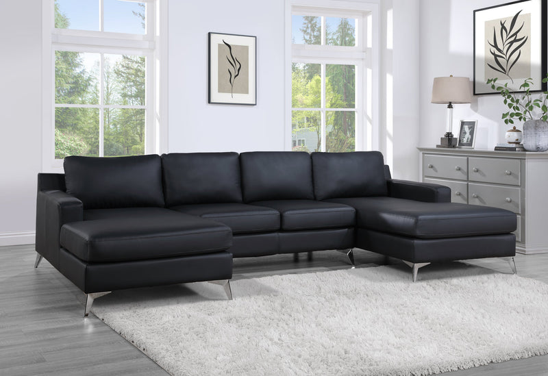 Candace Black Double Chaise Sectional