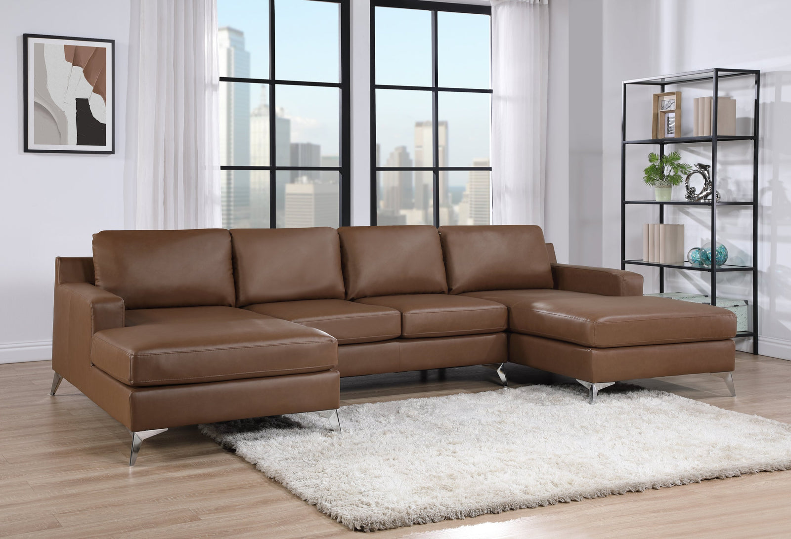 Candace Saddle Double Chaise Sectional