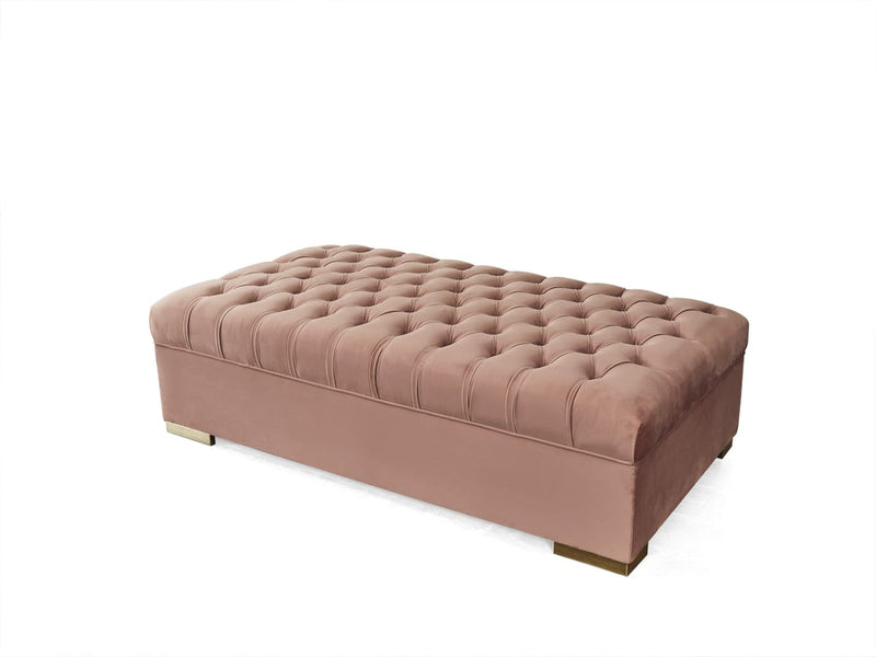 Emma Pink Velvet Rectangle Ottoman