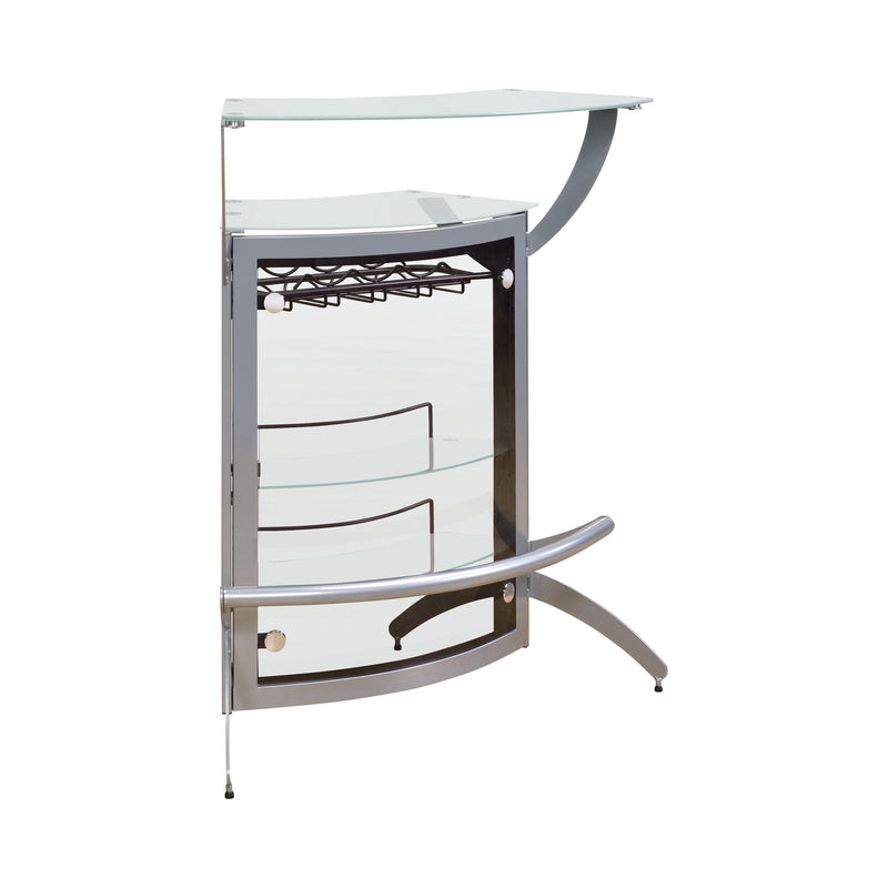 Dallas 2 Shelf Bar Unit Silver And Frosted Glass