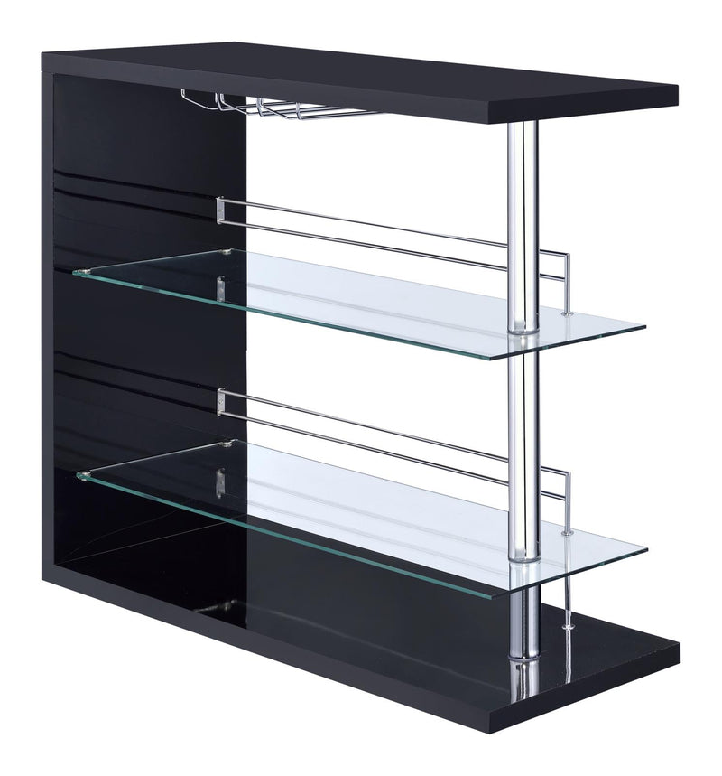 Prescott Rectangular 2 Shelf Bar Unit Glossy Black