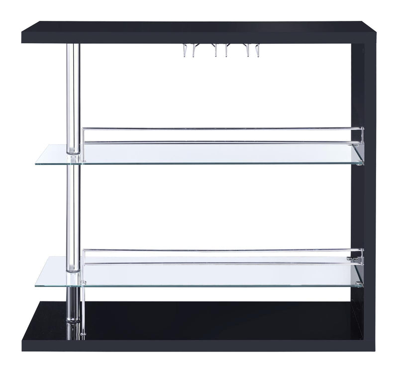 Prescott Rectangular 2 Shelf Bar Unit Glossy Black