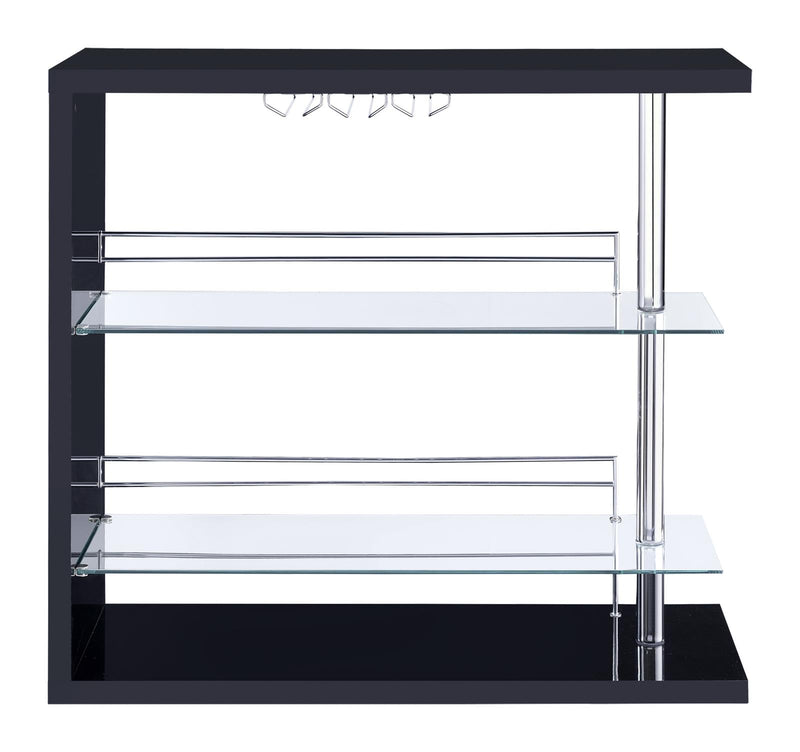 Prescott Rectangular 2 Shelf Bar Unit Glossy Black