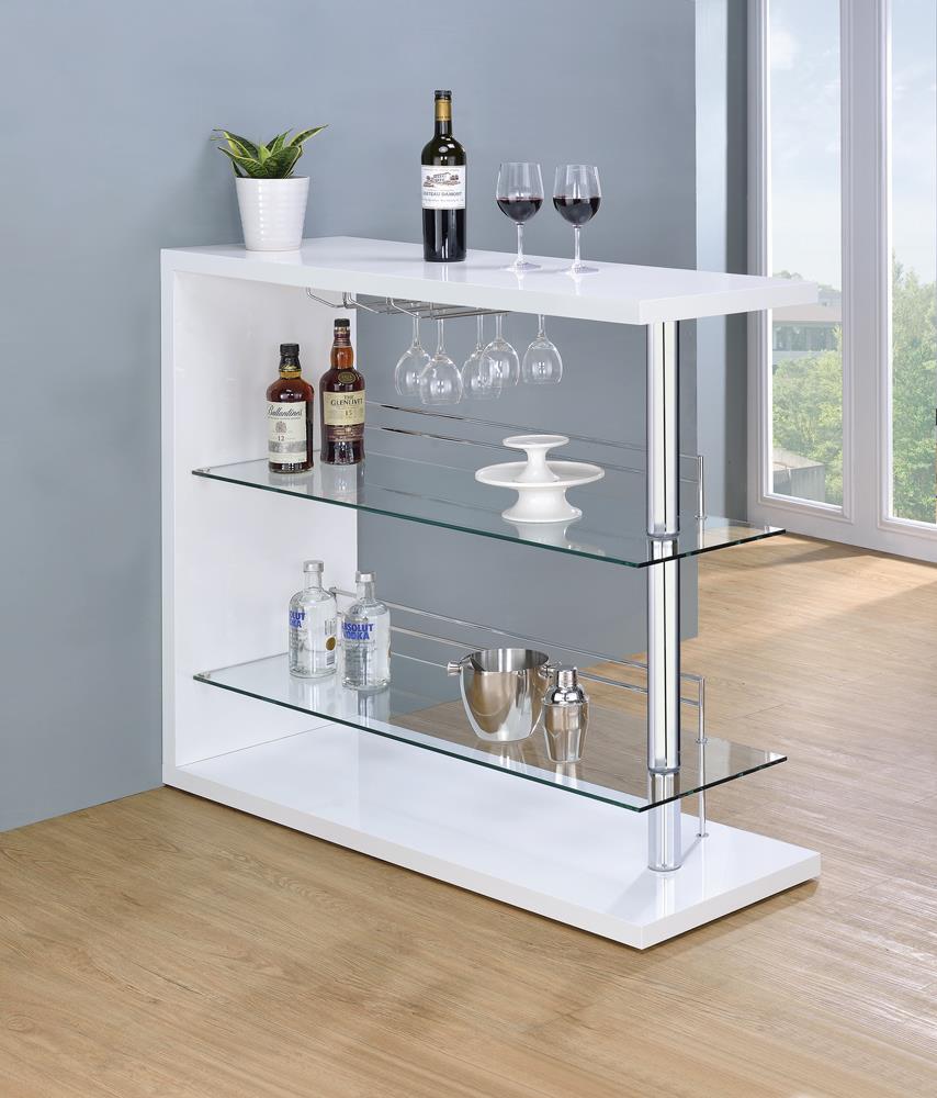 Prescott Rectangular 2 Shelf Bar Unit Glossy White