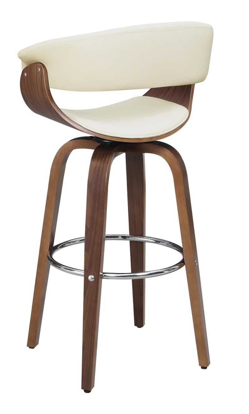 Zion Upholstered Swivel Bar Stool Walnut And Ecru