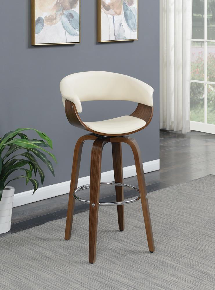 Zion Upholstered Swivel Bar Stool Walnut And Ecru