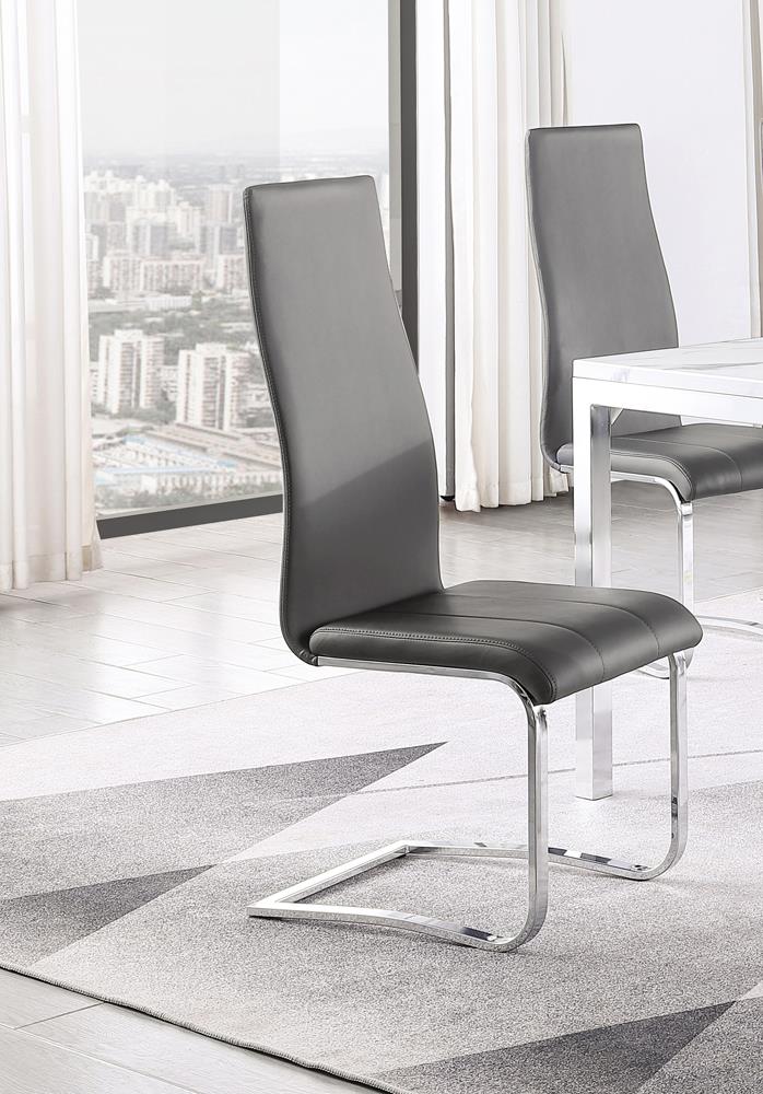 Montclair Upholstered High Back Side Chairs Grey And Chrome (Set of 4)