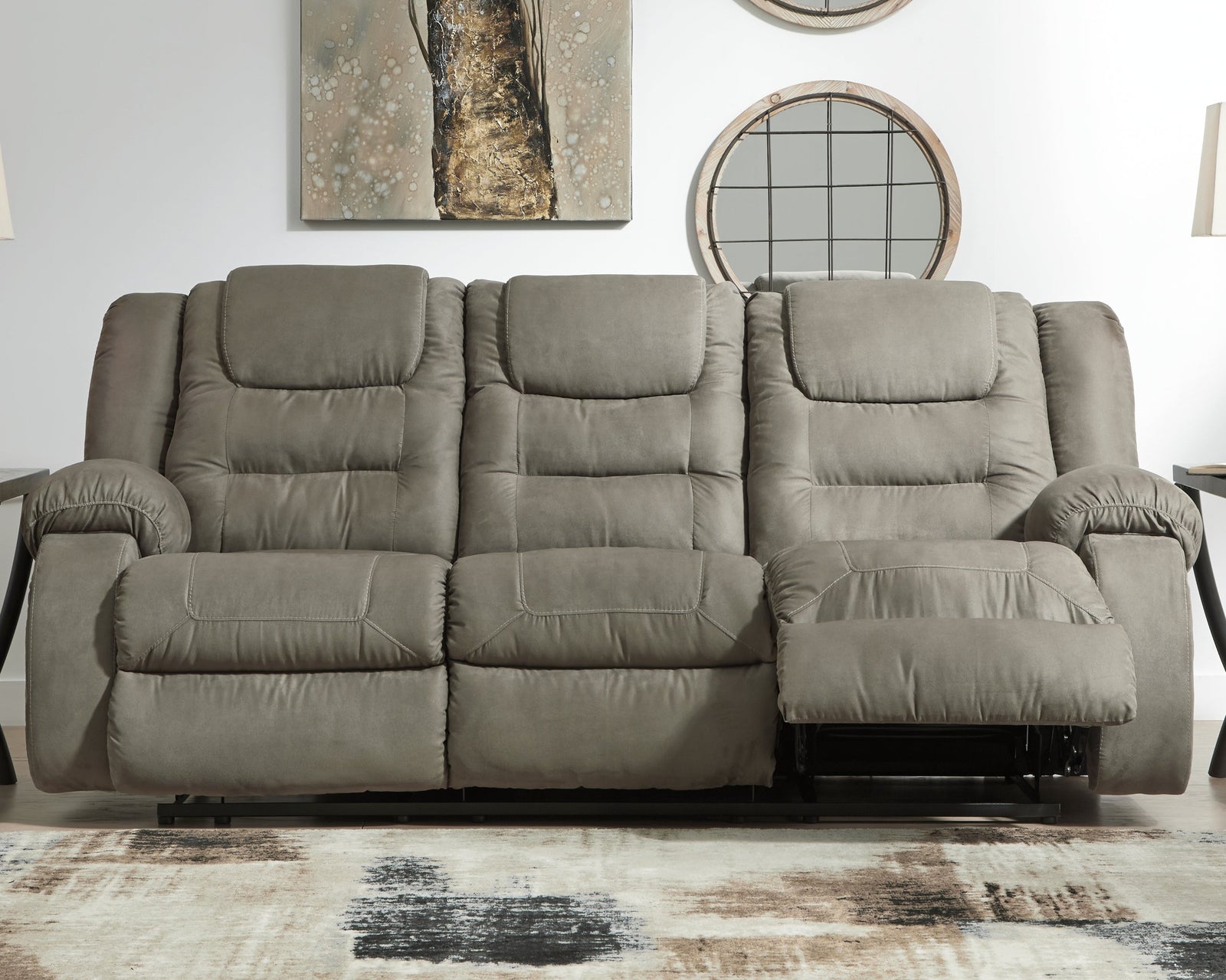 Mccade Cobblestone Microfiber Reclining Sofa