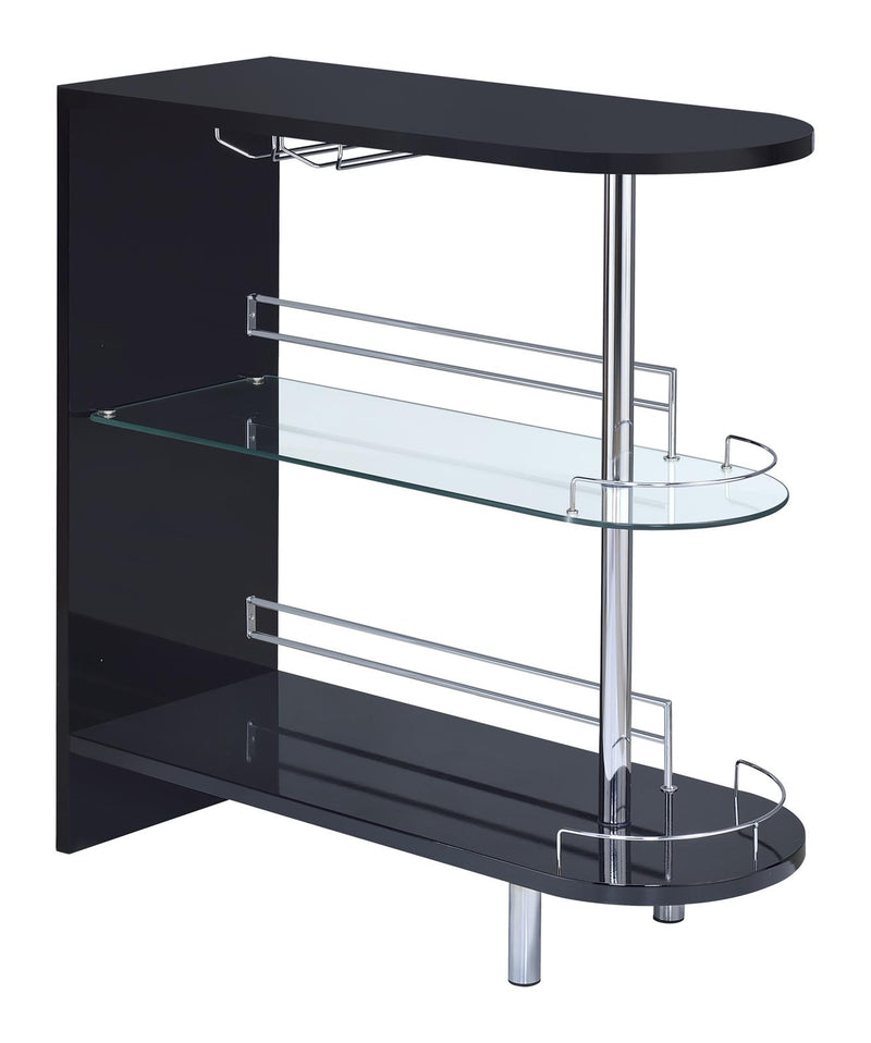 Adolfo 3 tier Bar Table Glossy Black And Clear