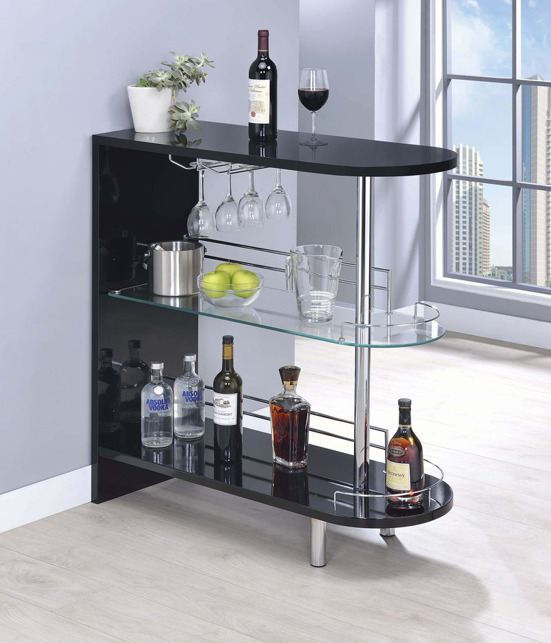 Adolfo 3 tier Bar Table Glossy Black And Clear