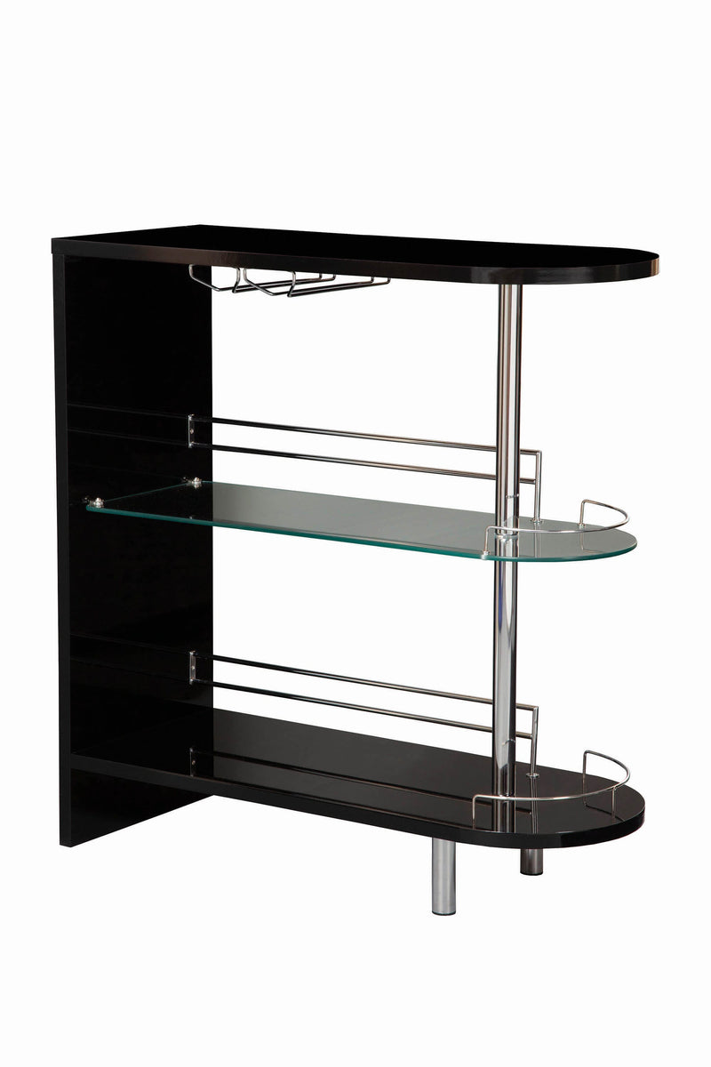 Adolfo 3 tier Bar Table Glossy Black And Clear