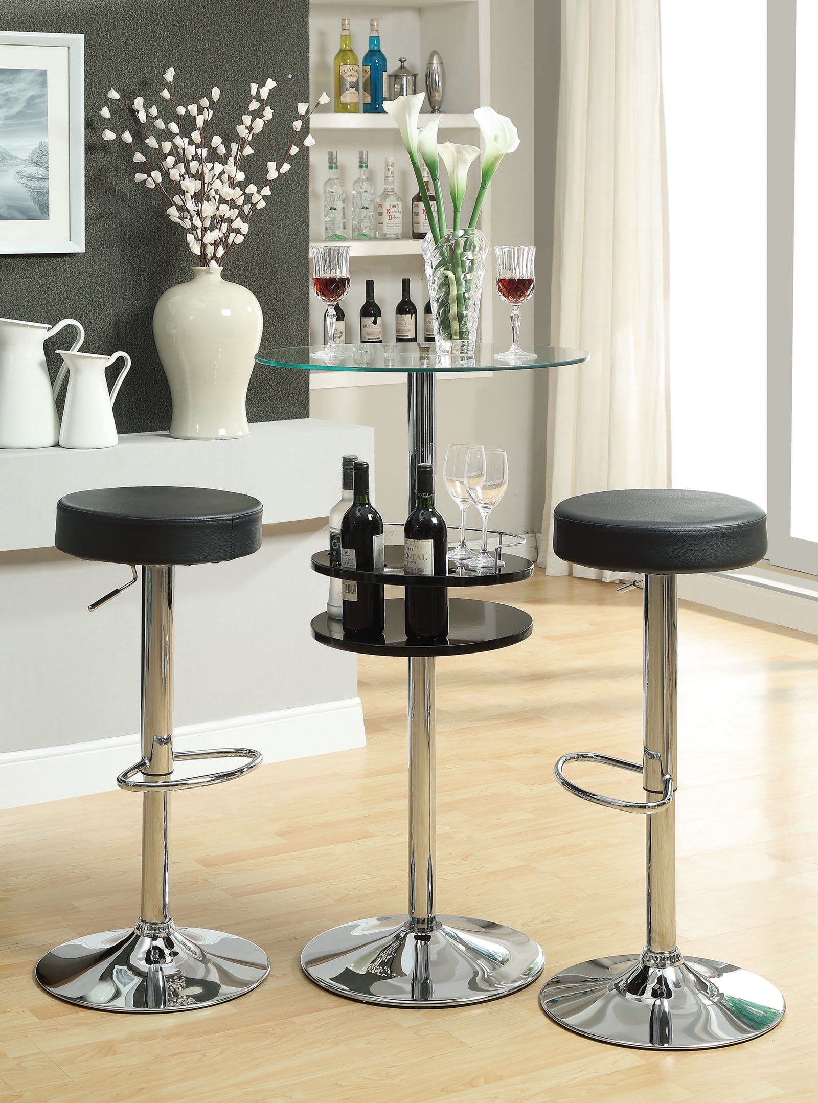 Ramses 29″ Adjustable Bar Stool Chrome And Black