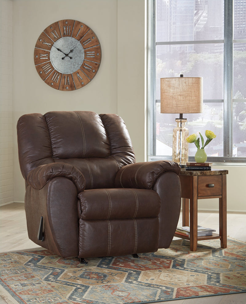 Mcgann Walnut Faux Leather Recliner