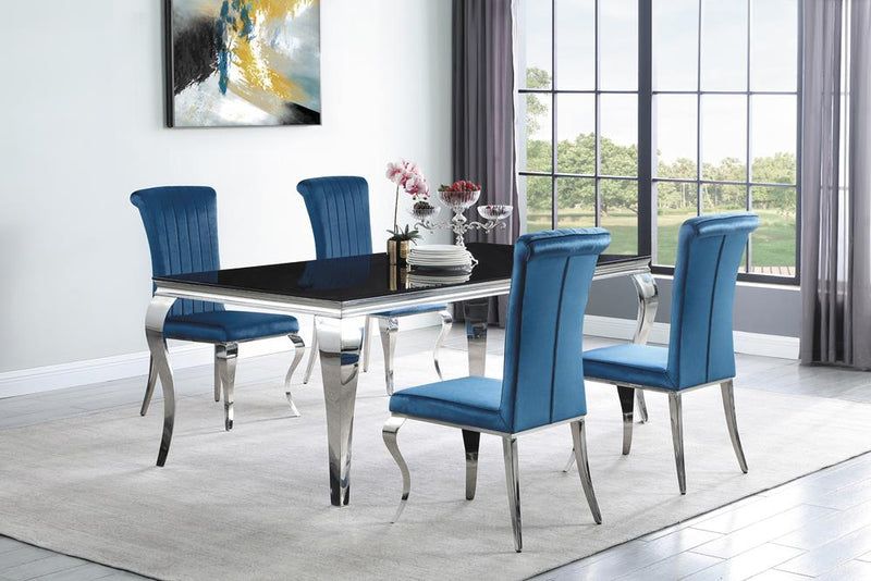 Betty Upholstered Side Chairs Teal And Chrome (Set of 4)