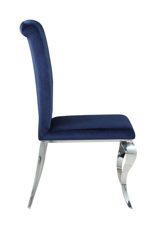 Betty Upholstered Side Chairs Ink Blue And Chrome (Set of 4)