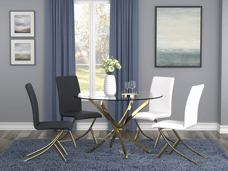 Beckham Round Dining Table Brass And Clear