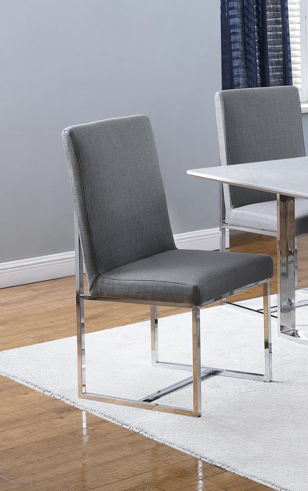 Mackinnon Upholstered Side Chairs Grey And Chrome (Set of 2)