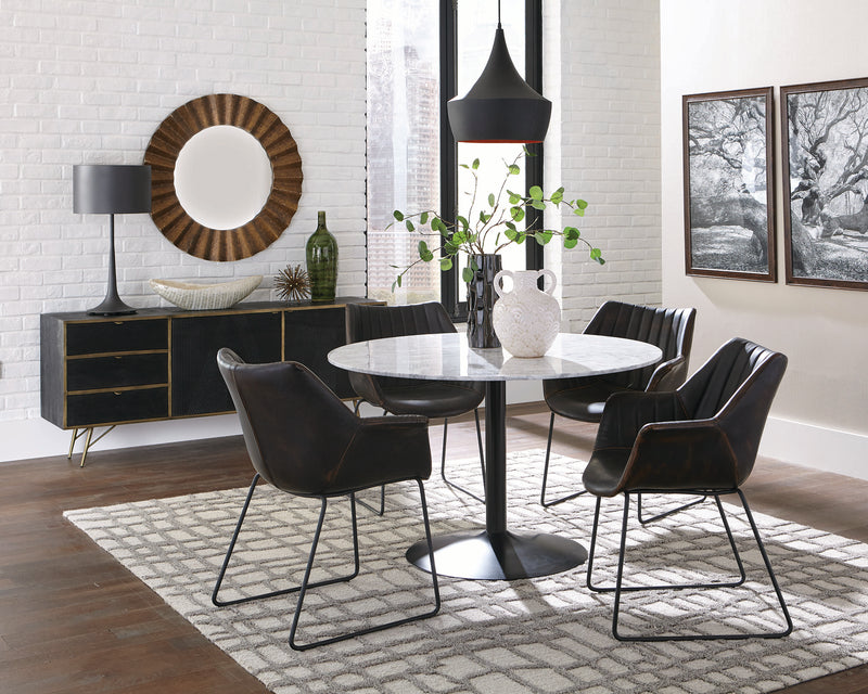 Bartole Round Dining Table White And Matte Black