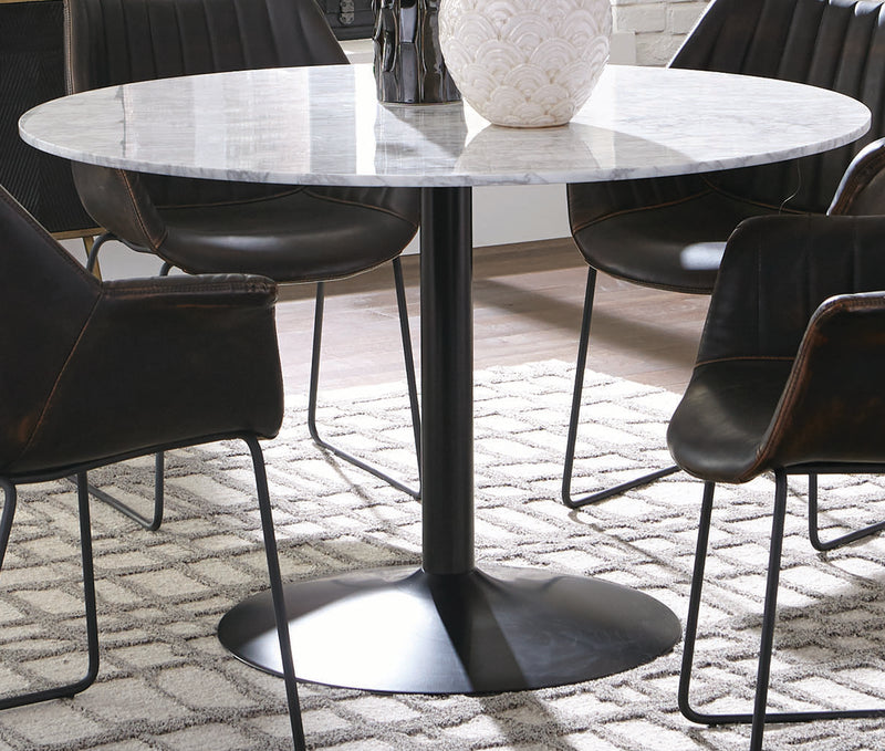 Bartole Round Dining Table White And Matte Black