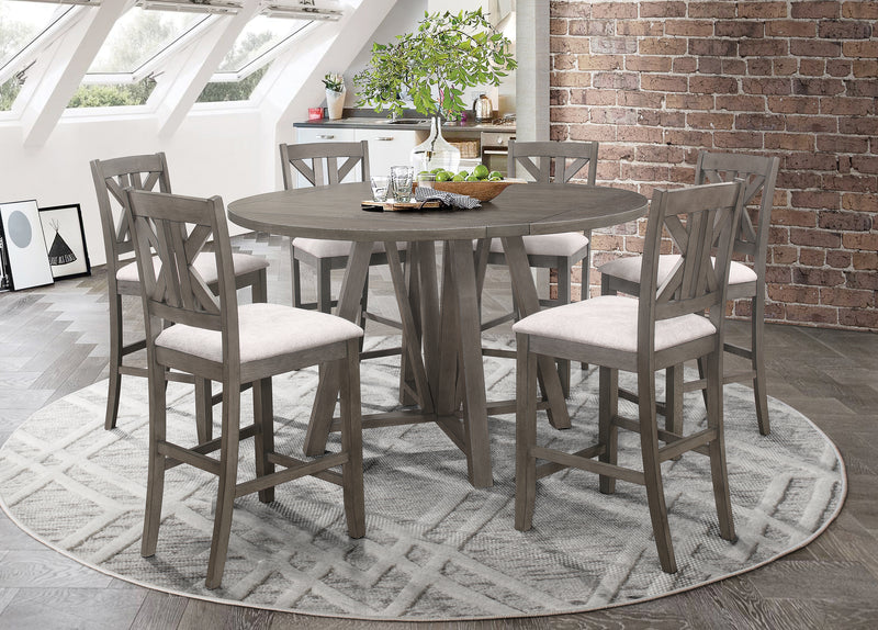 Athens Round Counter Height Table With Drop Leaf Barn Grey