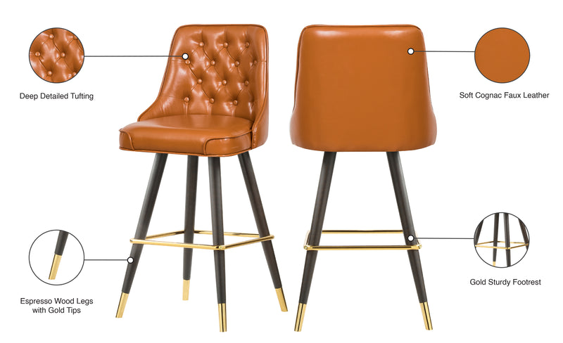 Portnoy Cognac Faux Leather Bar | Counter Stool